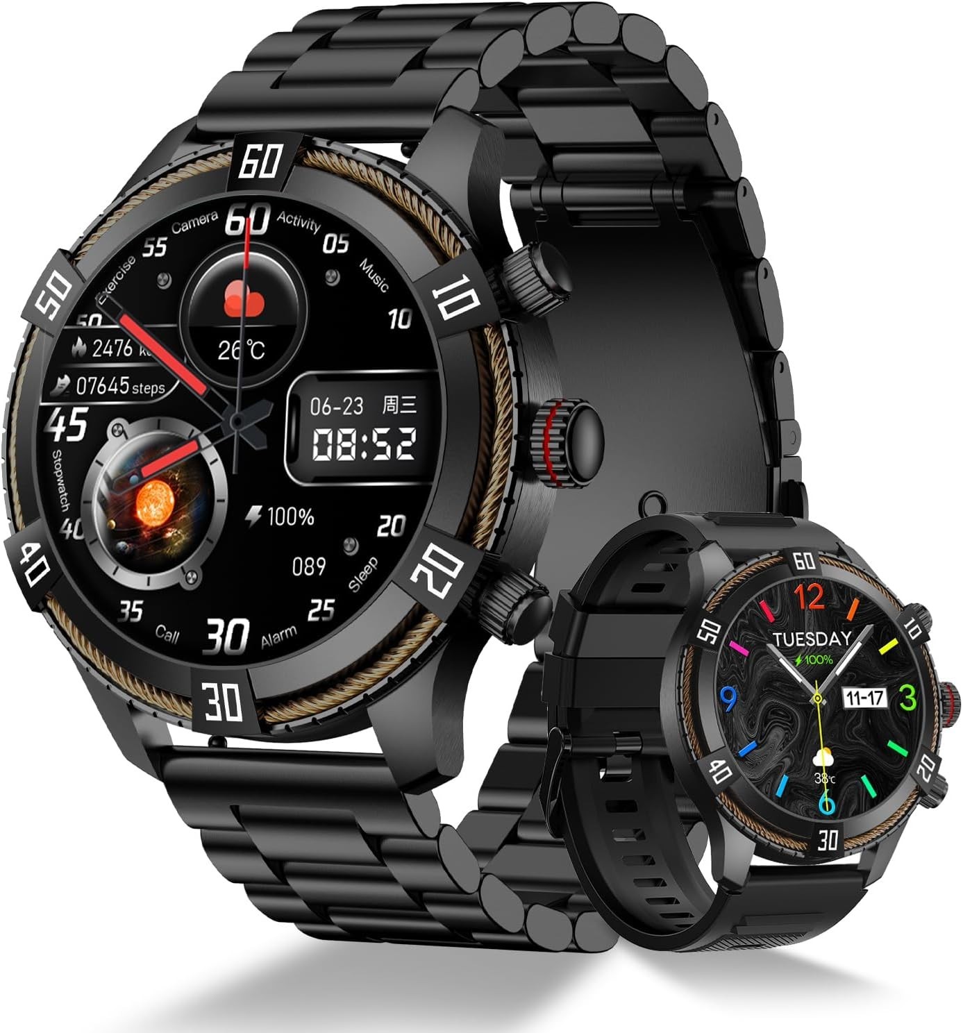 OHUGNA Military Smart Watch Bluetooth Answer/Make Call 1.43″ HD Touch Display