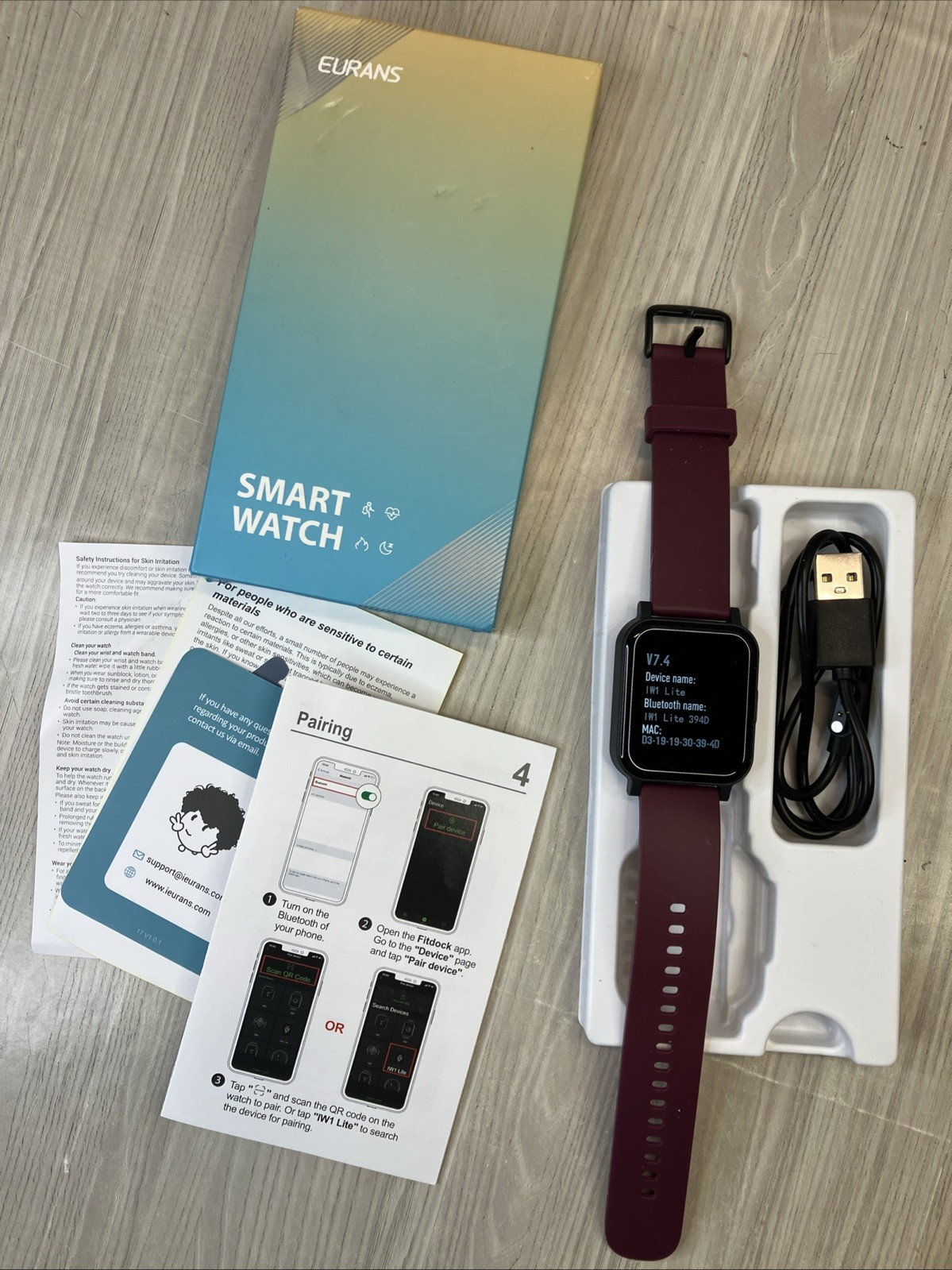 NEW Eurans Smart Watch Purple Band 1.75″ Touch Screen