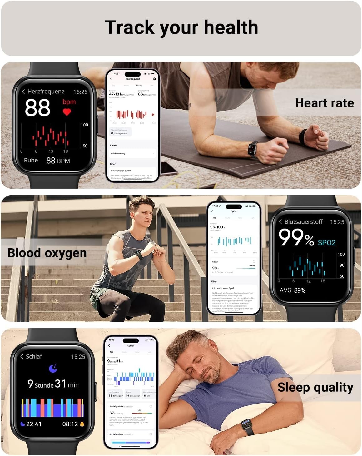 Smart Watch for Men/Women Android/iPhone, Alexa Built-in, 1.8″ Touchscreen