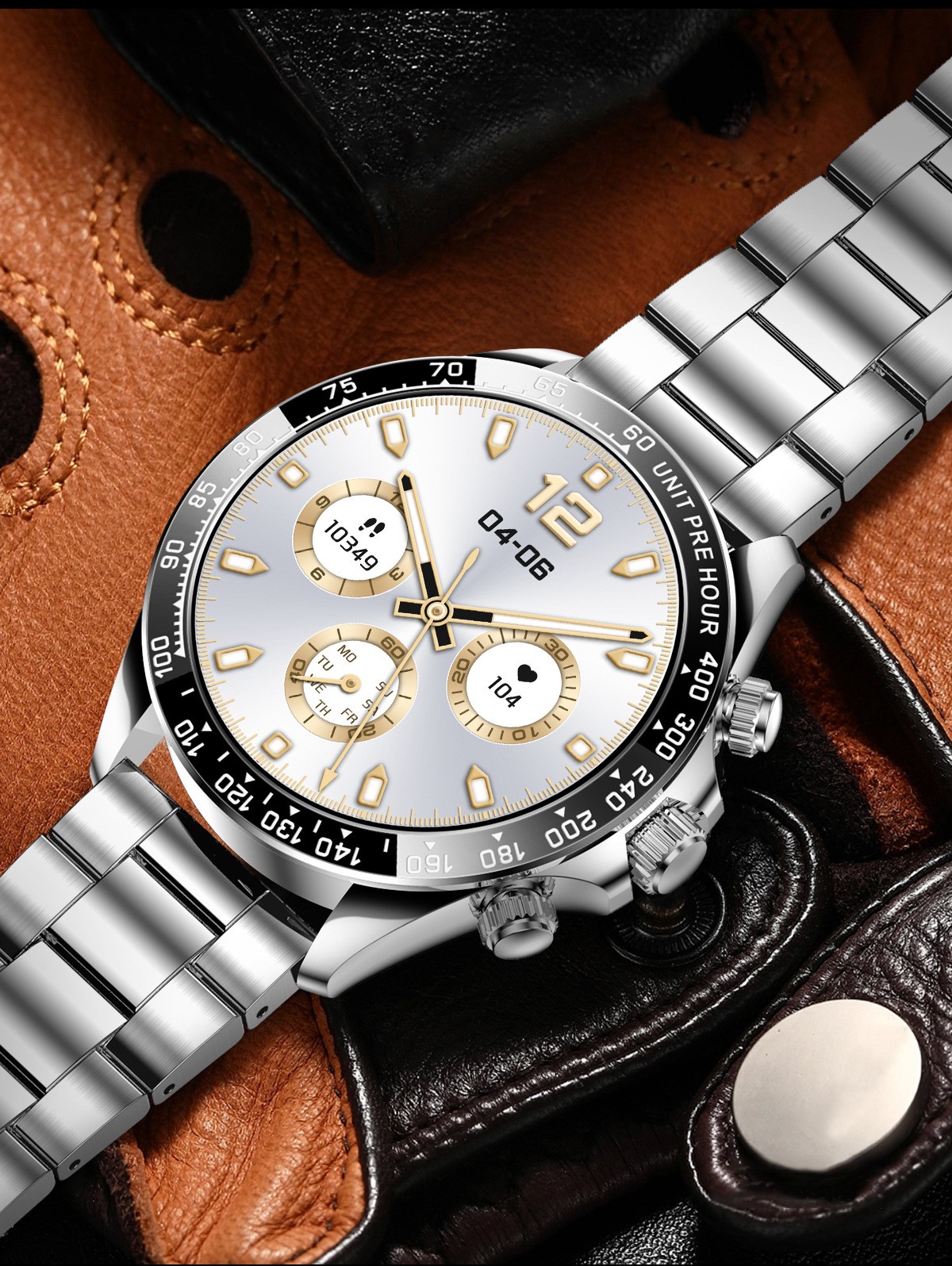 Men Smart Watch 1.43″ AMOLED Screen Bluetooth Call Stainless Steel Luxury Sport