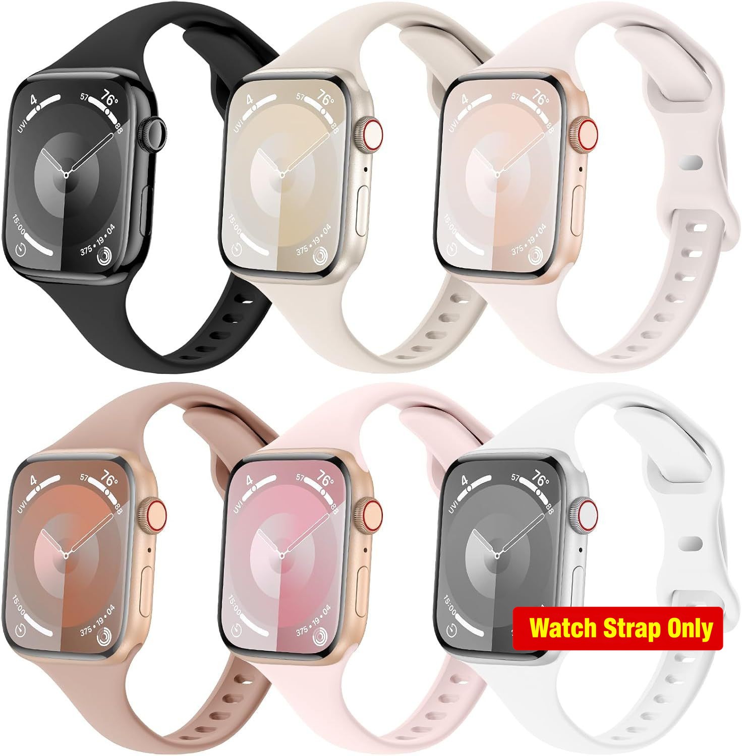 6 Pack Soft Silicone Strap Compatible with Apple Watch Series 7 44mm