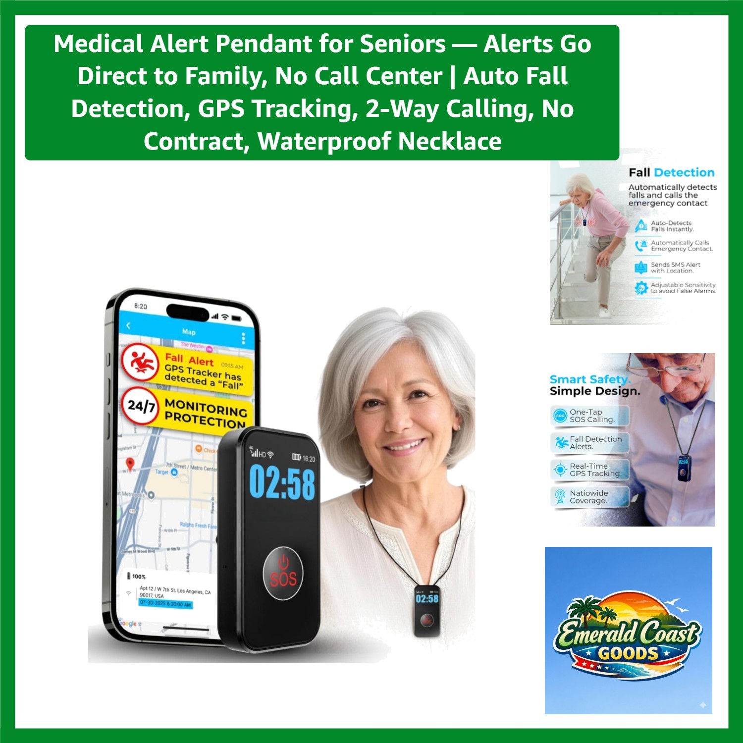 Medical Alert Pendant for Seniors — Alerts Go Direct to Family, No Call Cente…