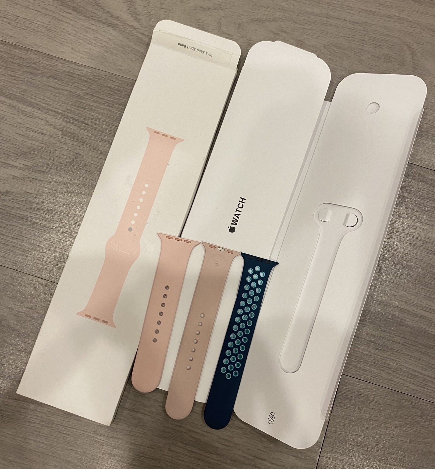 *APPLE* Watch Series Pink Sand Sport Bands 1 Blue And 2 Pink (Lot Of 3) S/M M/L