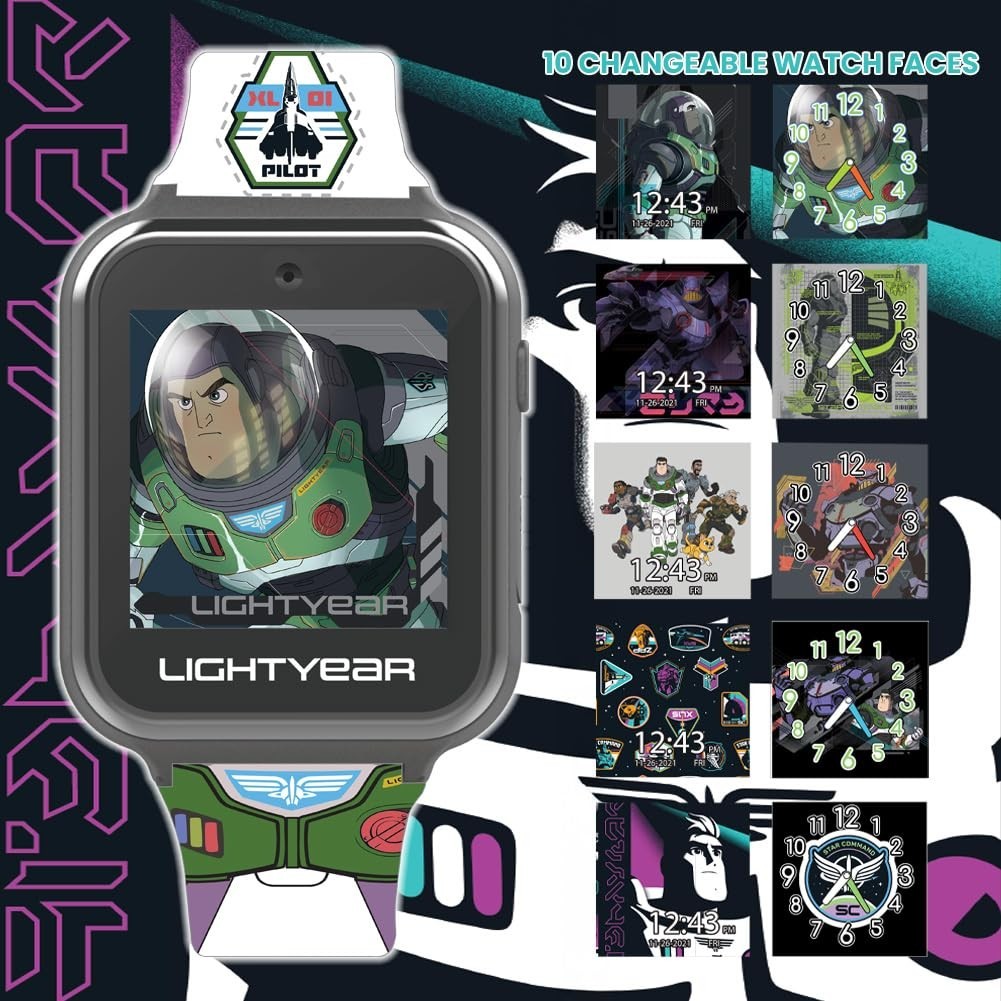 Buzz Lightyear Smartwatch for Kids, Quartz Timepiece, White, Fun Features, Durab