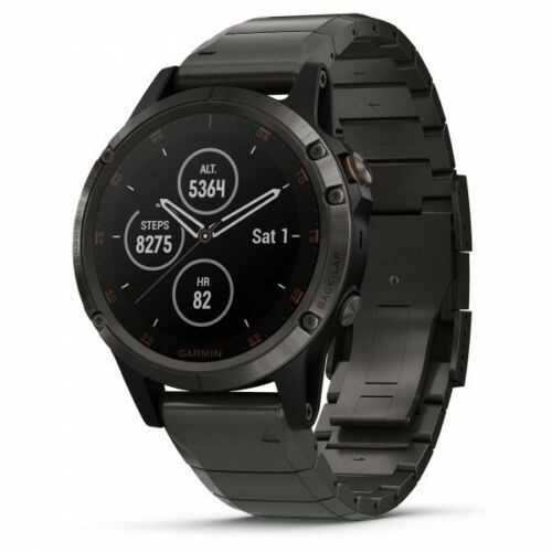 Garmin fenix 5X Plus Sapphire Carbon Gray Watch DLC Titanium Band 010-01989-04