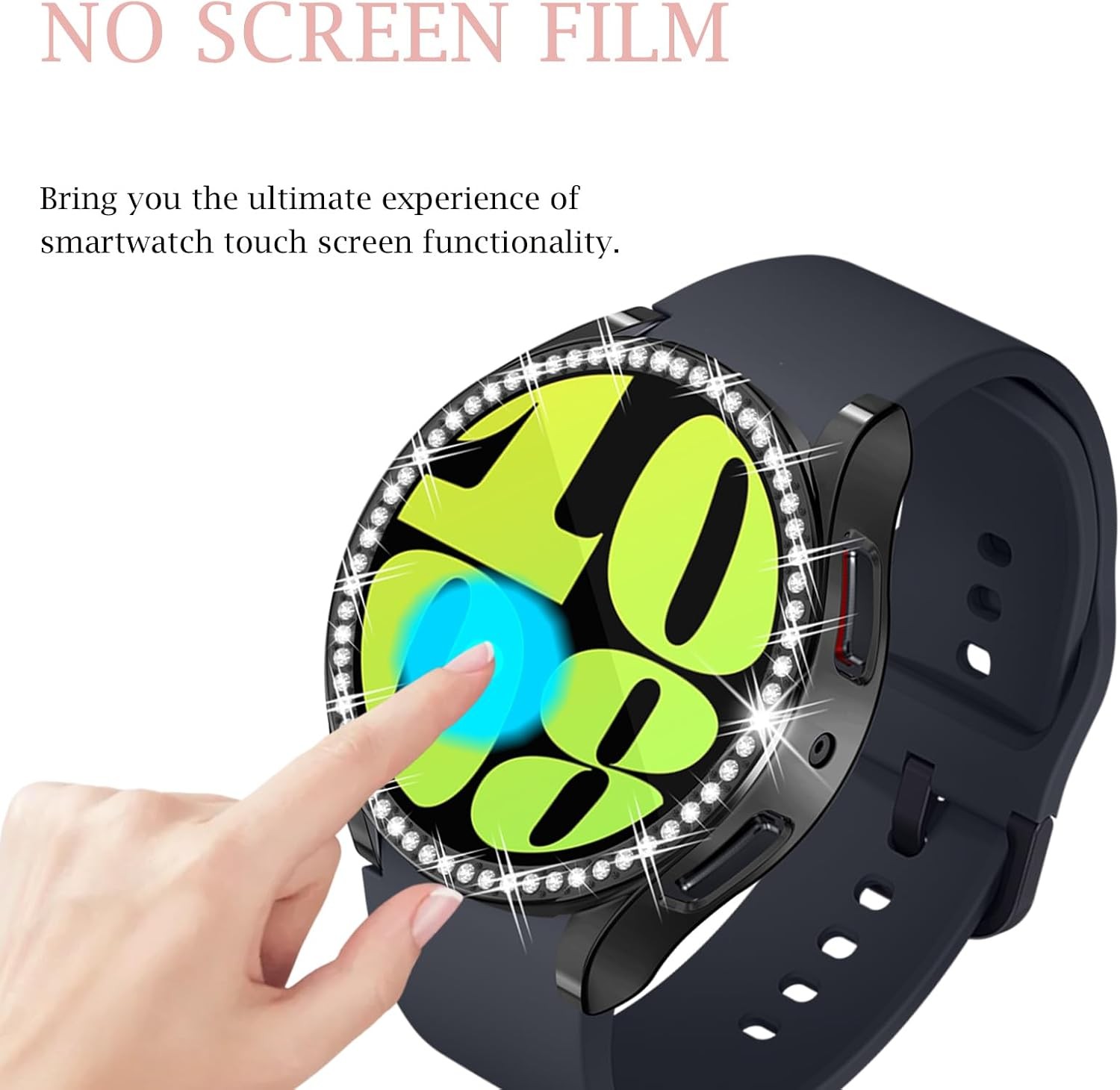 6-Pack Bling Case for Galaxy Watch 6 40mm Hard PC Rhinestones Frame Cover