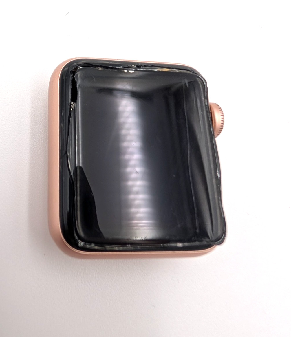 Apple Watch Series 3 38mm Aluminum Case Rose Gold A1858 Face Only, Broken Screen