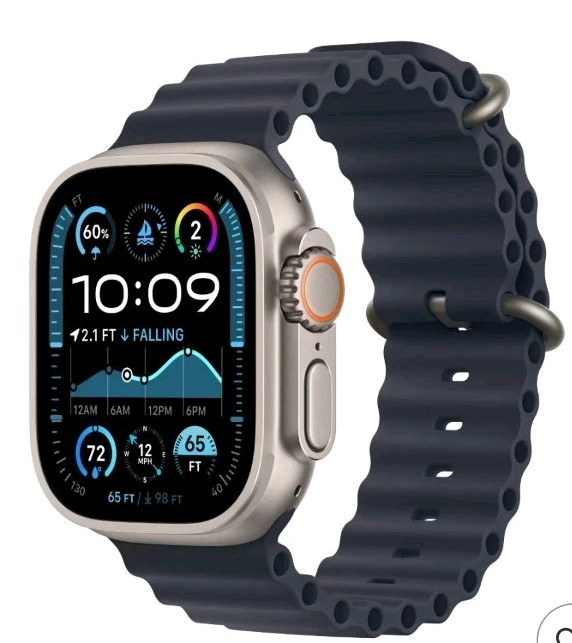 Apple Watch Ultra 2 GPS + Cellular 49mm Natural Titanium Case with Navy Ocean…