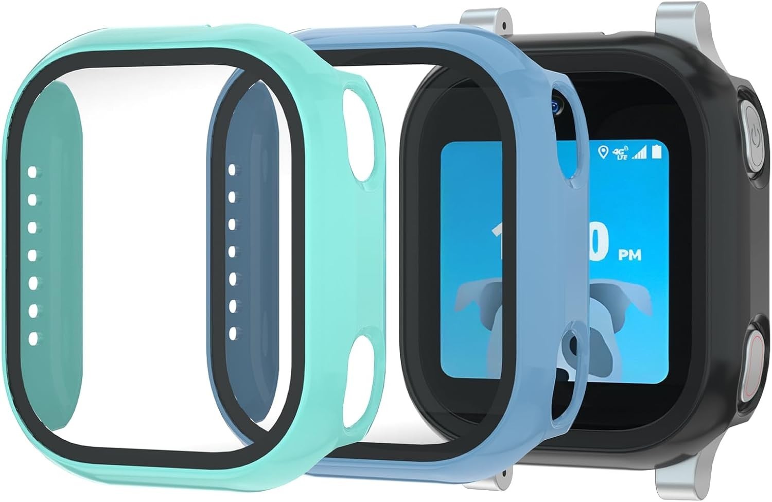 3 Pack Bumper Case For AT&T Amigo Jr Watch Scratch-Resistant Tempered Glass