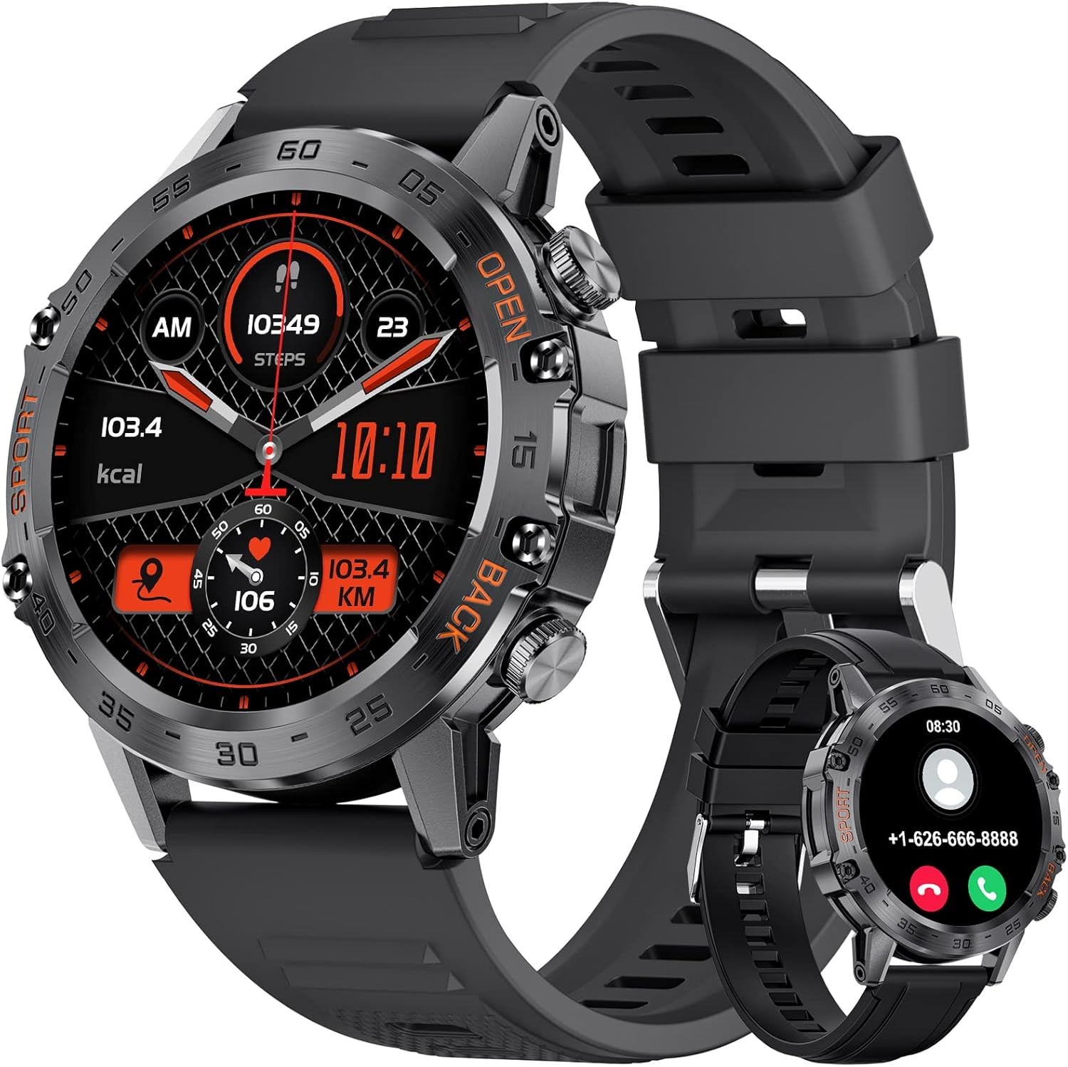 SUNKTA Military Smart Watch for Men(Answer/Dial Calls),100 Sports Modes, 5ATM Wa