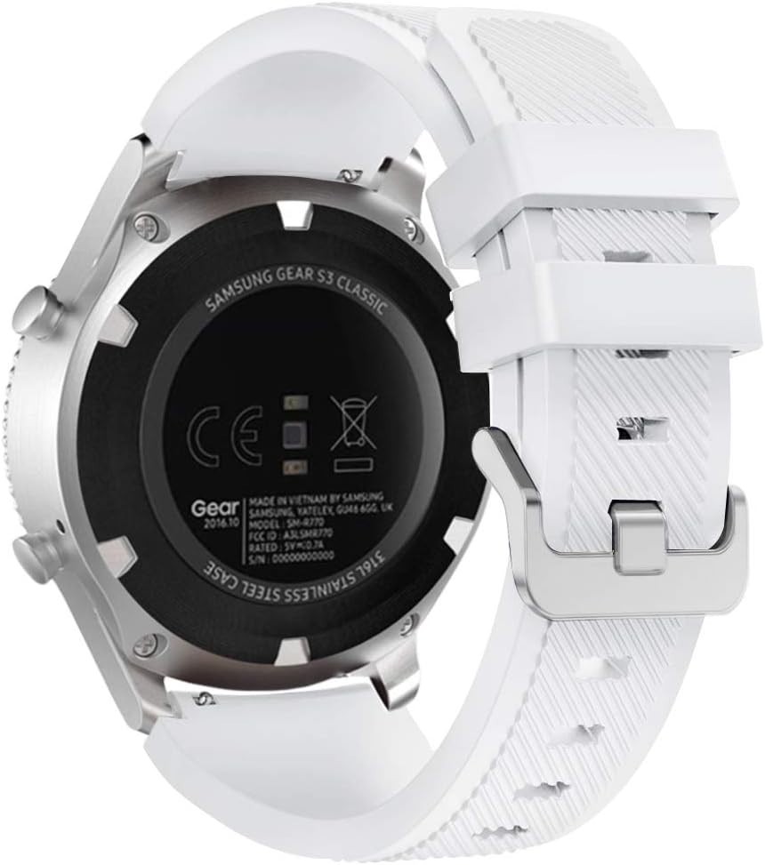 Adjustable White Silicone Sport Band for Galaxy Watch & Gear S3 – Quick Release