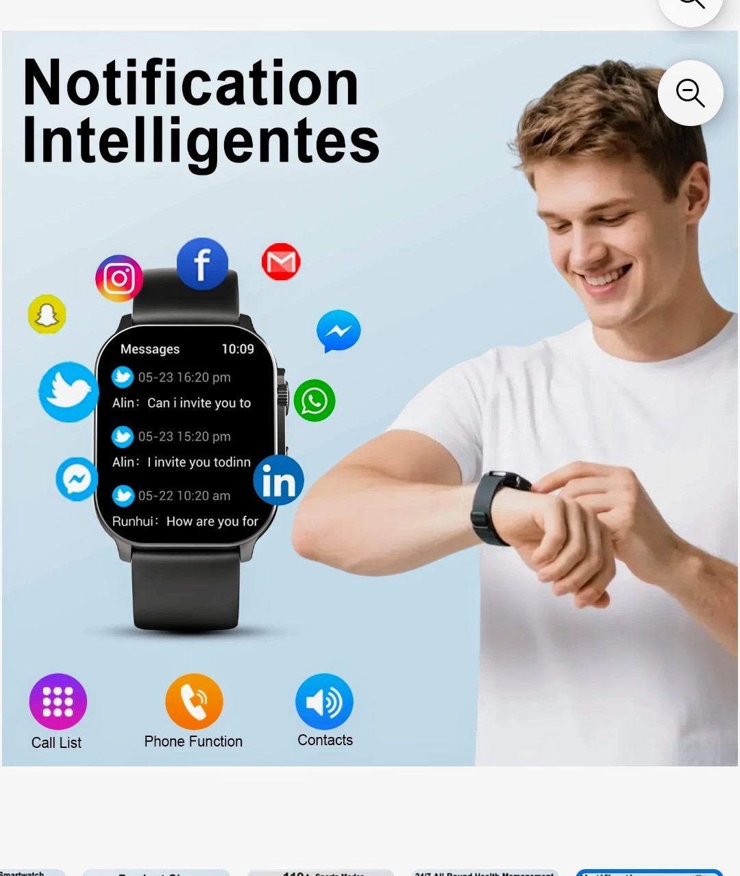 Smart Watch fits for Android and iPhone, 2.01″AMOLED Screen, Smart Watch