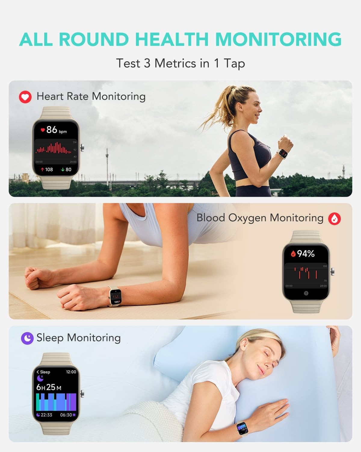 Smart Watch with Alexa Built-in Answer/Make Calls Fitness H.Rate – Cyber beige