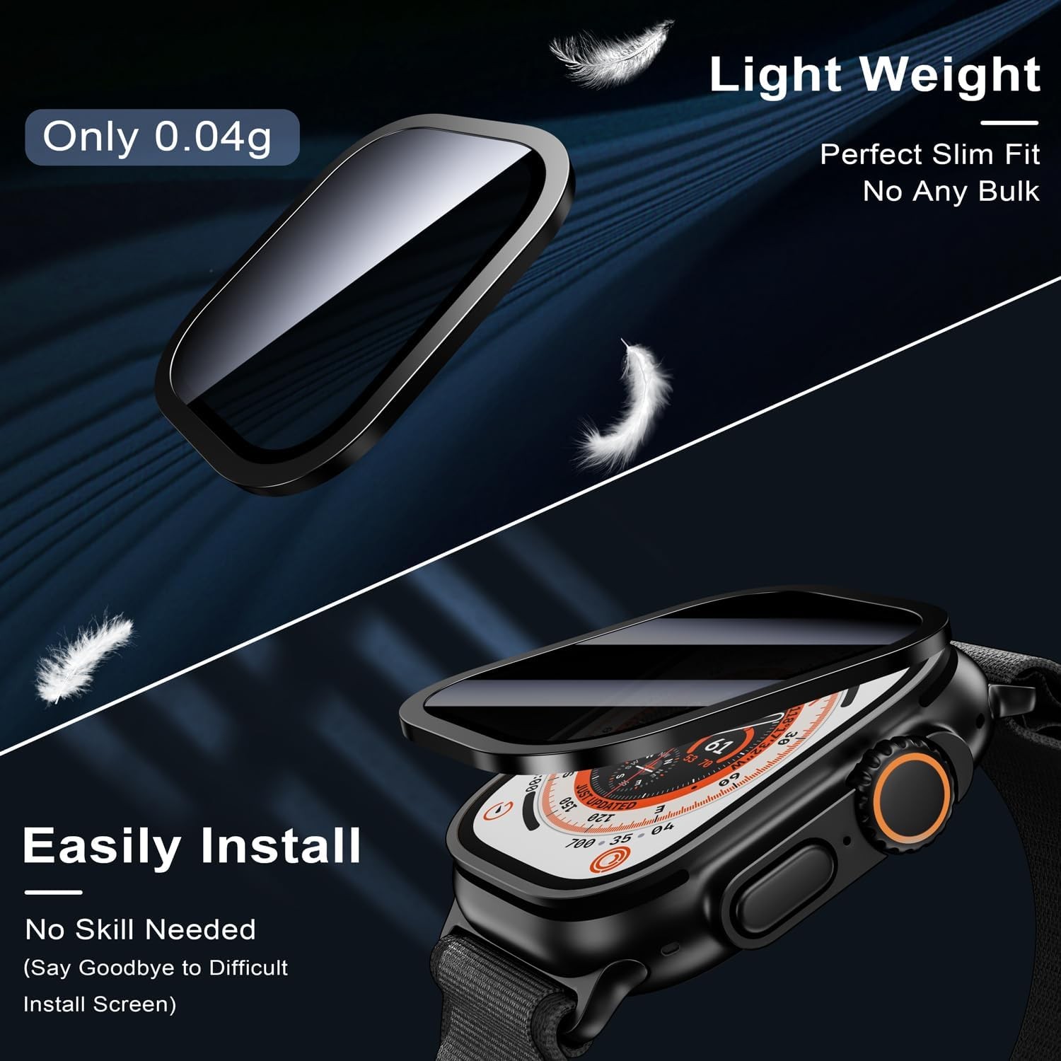 2 Pack Screen Protector for Apple Watch Ultra 3 49mm Anti Spy Titanium Alloy Fra