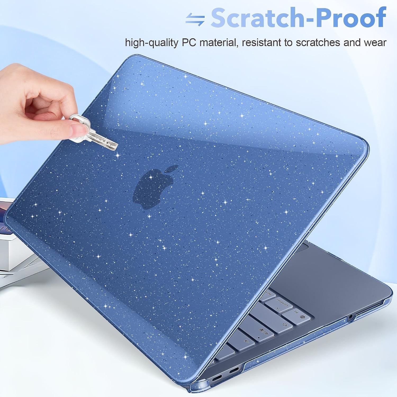 Case For MacBook Neo 13″ A3404, Plastic Hard Shell, Keyboard Cover, Glitter Indi