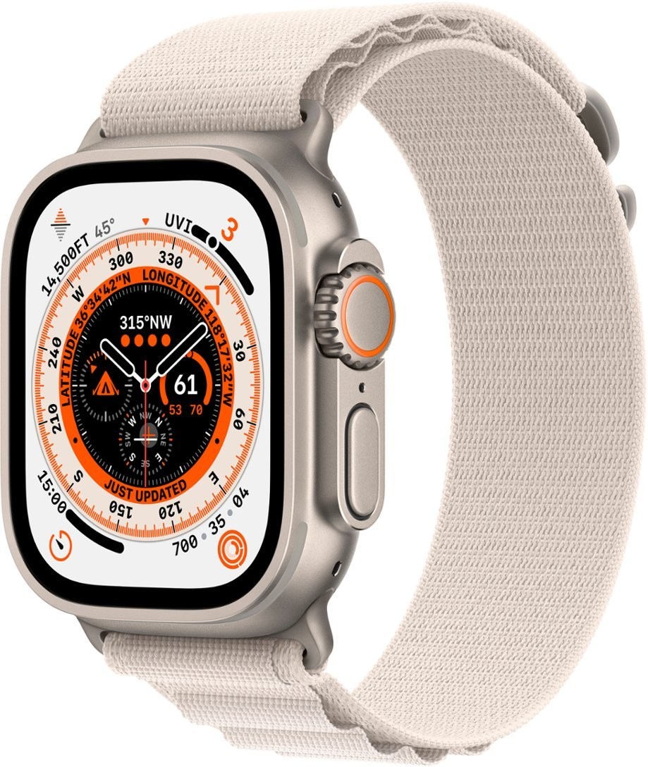 Apple Watch Ultra (GPS + LTE) 49mm Titanium Case Starlight Alpine Loop – Large