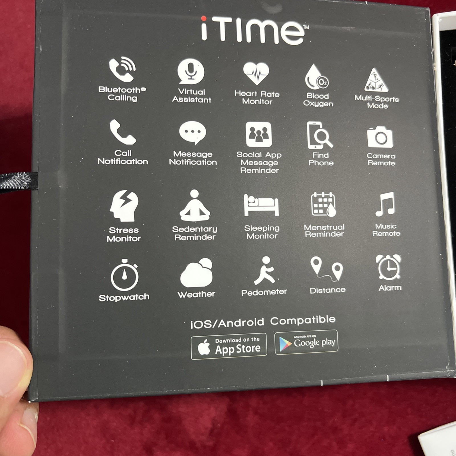 iTime Fitness Smartwatch w/ Heart Rate Monitor 2x Straps & Charging