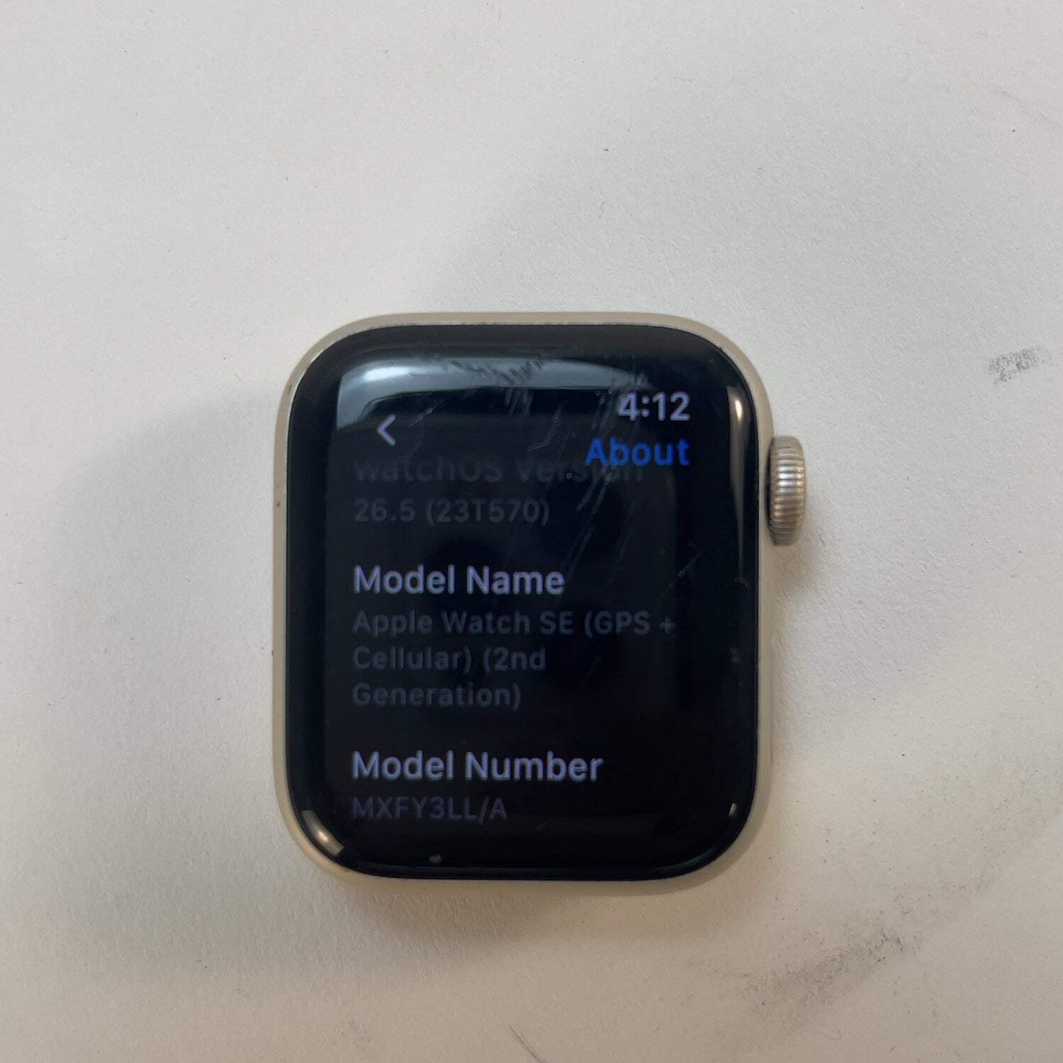 GPS Only Apple Watch SE 2nd Gen 40MM Starlight Aluminum MXFY3LL/A Face Only