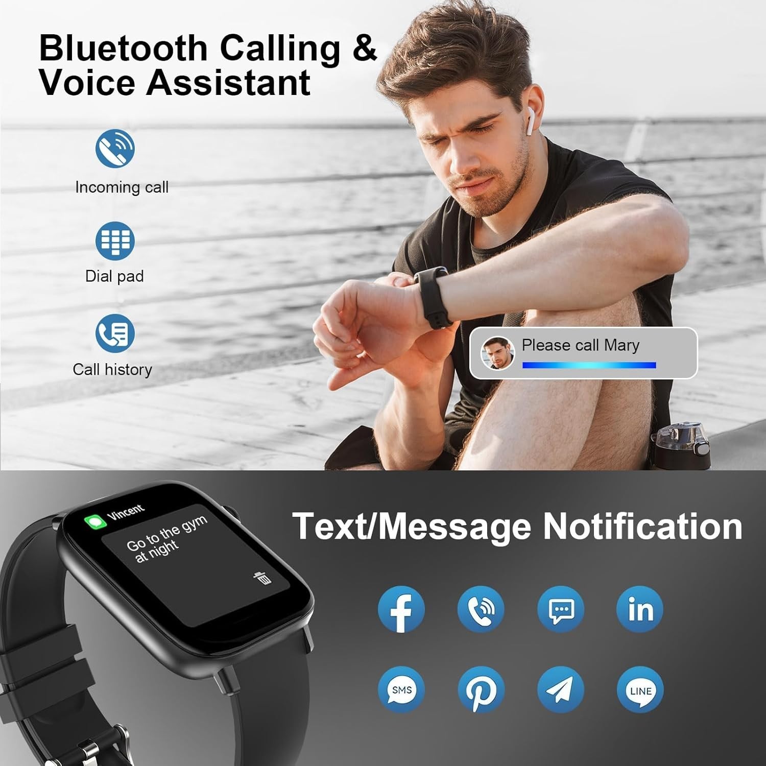 Smart Watch for Men – 1.90″ HD Touch Screen Smartwatch, Bluetooth Call, Fitne…