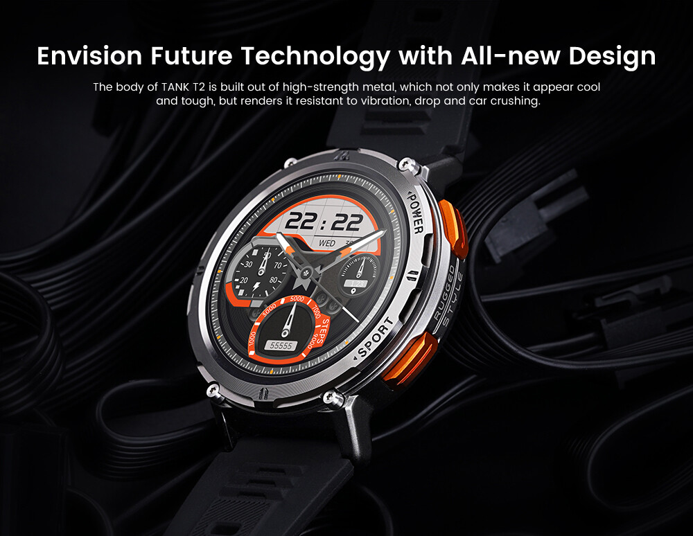 KOSPET TANK T2 Smart Watch Bt Call Outdoor Sports Waterproof Rugged Reloj