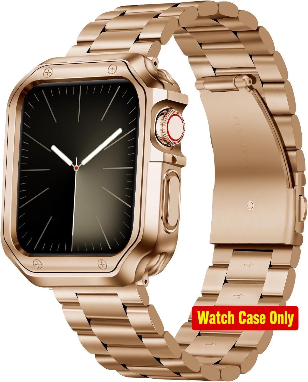 Stainless Steel Metal Watch Strap & TPU Case for Apple Watch 49mm, 46mm, 45mm