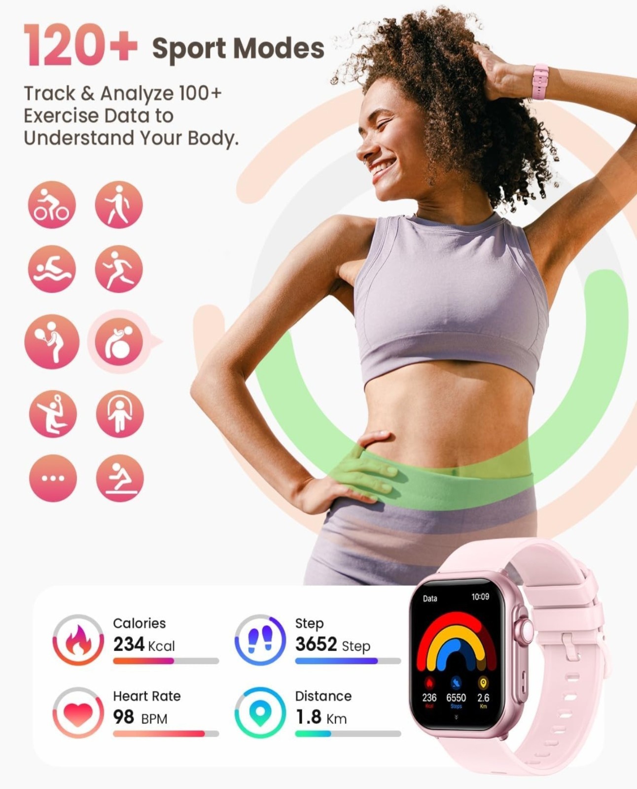 Smart Watch Unisex Fitness: 1.85″ Smart Watch with 30 Days+ Battery Life IP68