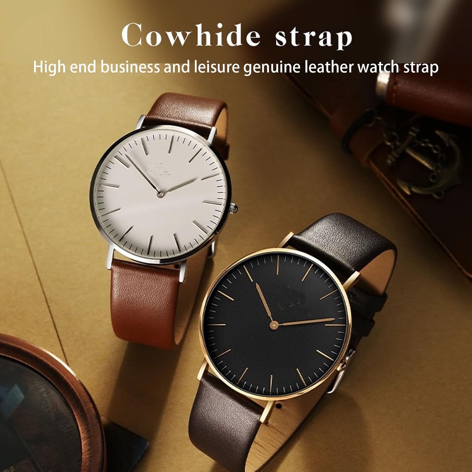 Leather Watch Band Case for Men Women 12mm 14mm 16mm 18mm 20mm 22mm 24mm