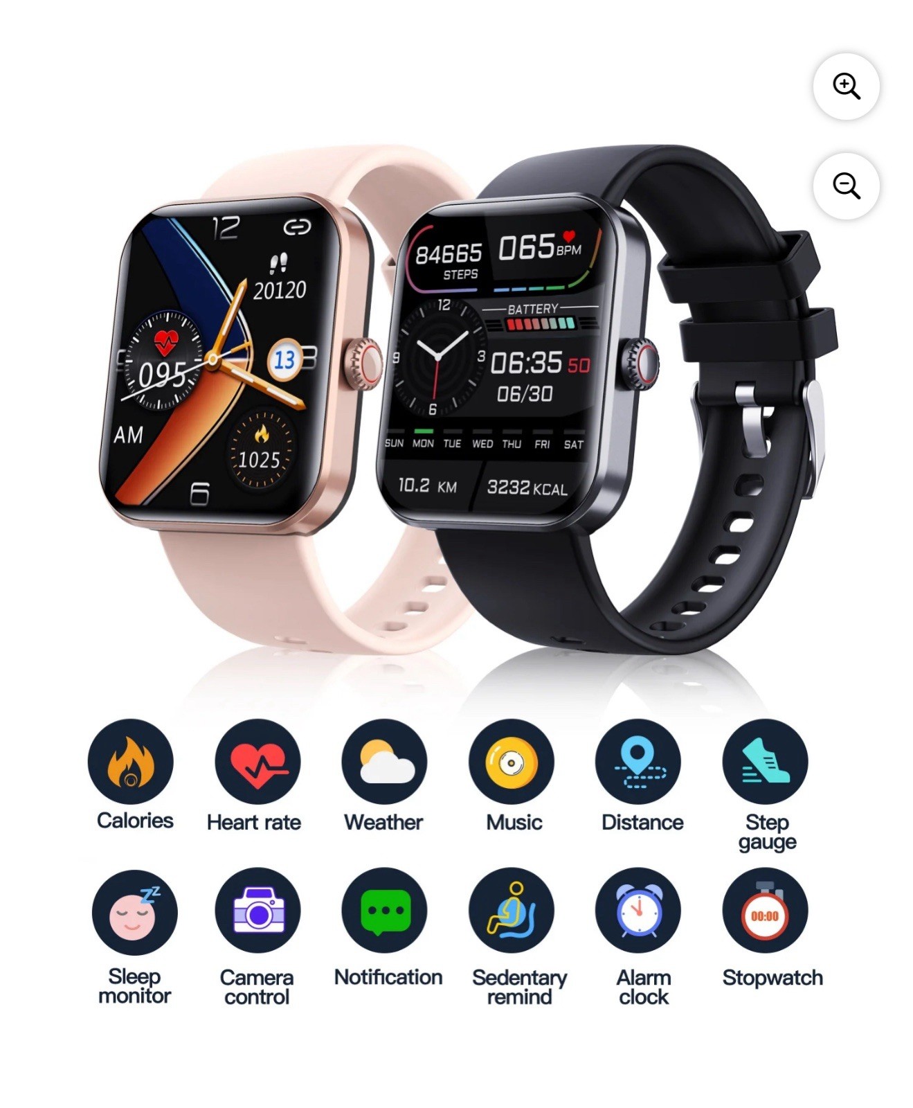 Smartwatch Compatible w/ iPhone 15, Samsung S24, Pixel 7 – Fitness, BP