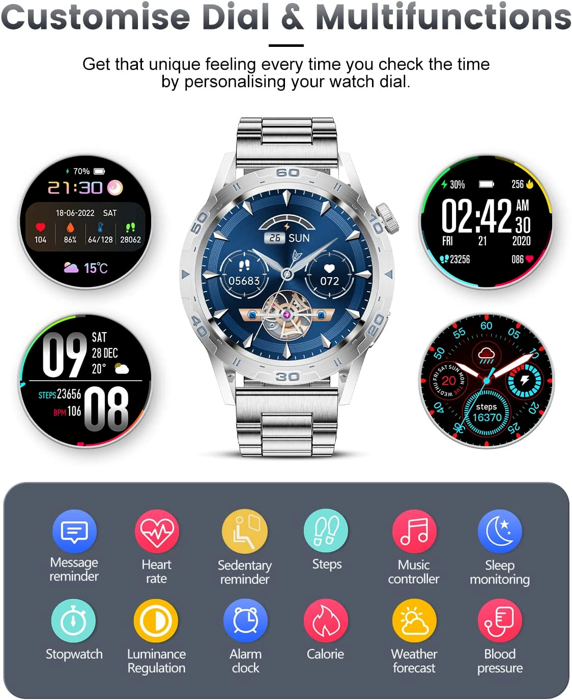 Smart Watch for Men with Bluetooth Answer/Make Call/Voice Speaker, Android Ios S