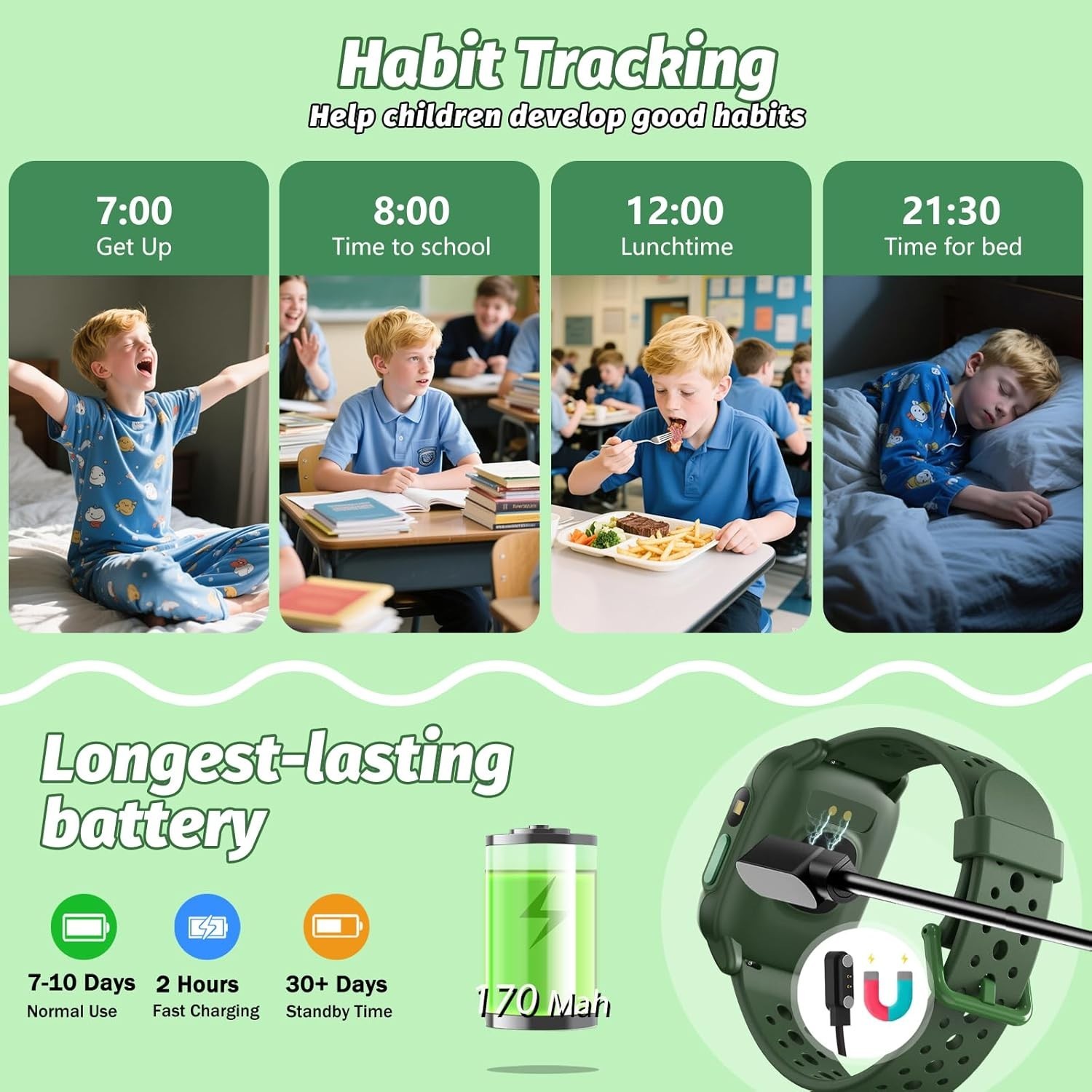 Kids Watch with 140 Sports Modes, 1.5″ Kids Fitness Tracker, Smart Watch kids, N