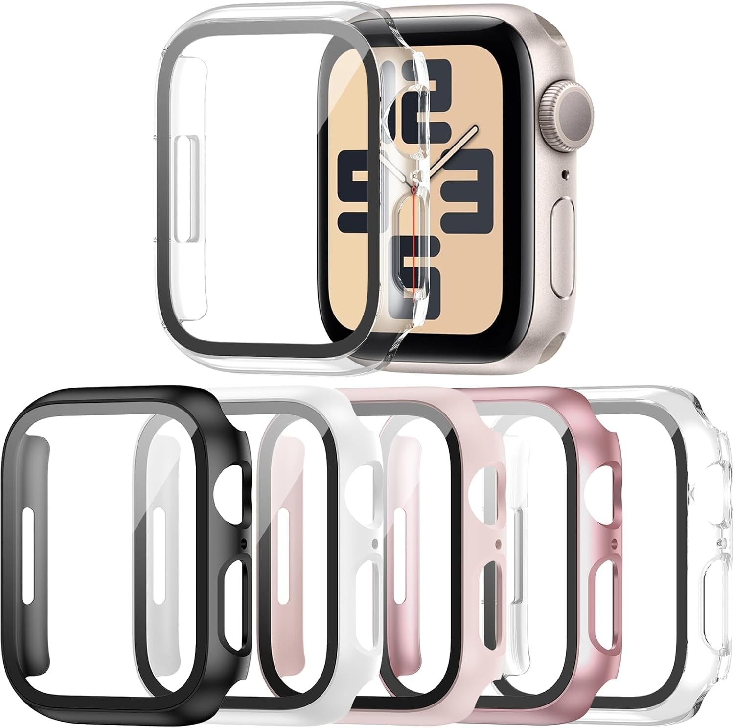 5 Pack Case for Apple Watch Series 3 2 1 38mm with Tempered Glass Protector