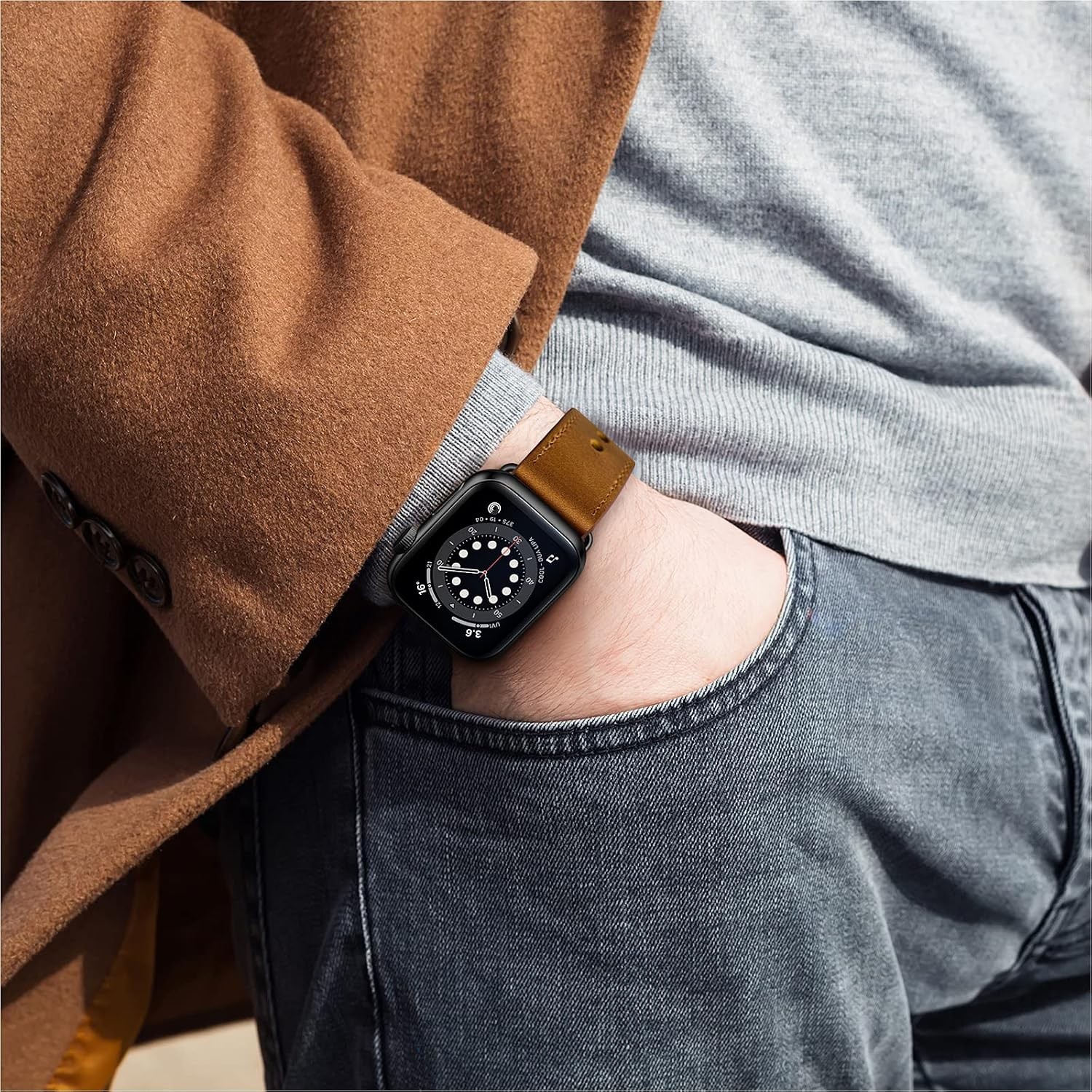Genuine Leather Strap Compatible with Apple Watch 42mm/41mm/40mm/38mm