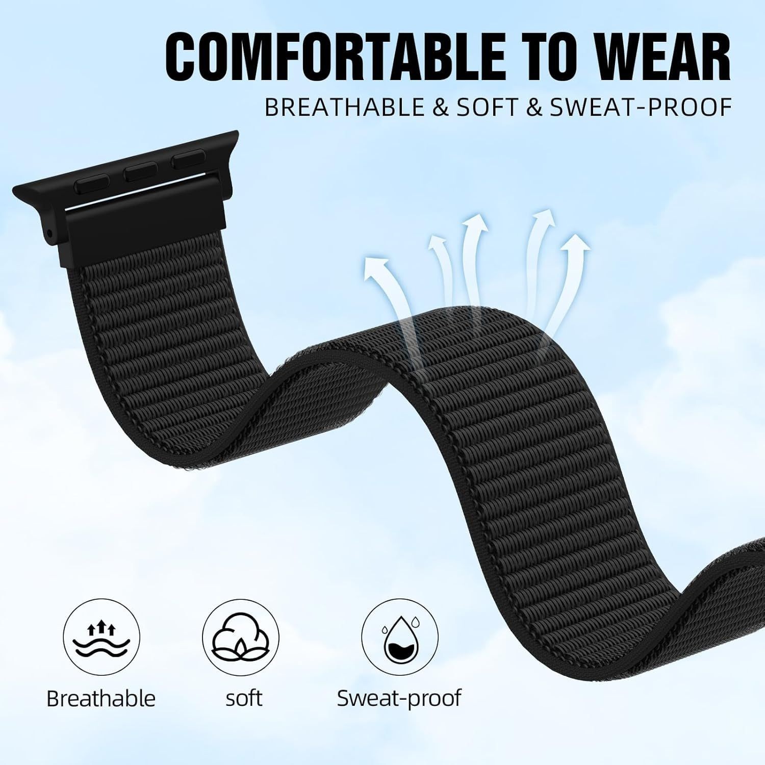 Nylon Sport Strap Compatible with Apple Watch 38mm 40mm 41mm Adjustable Loop