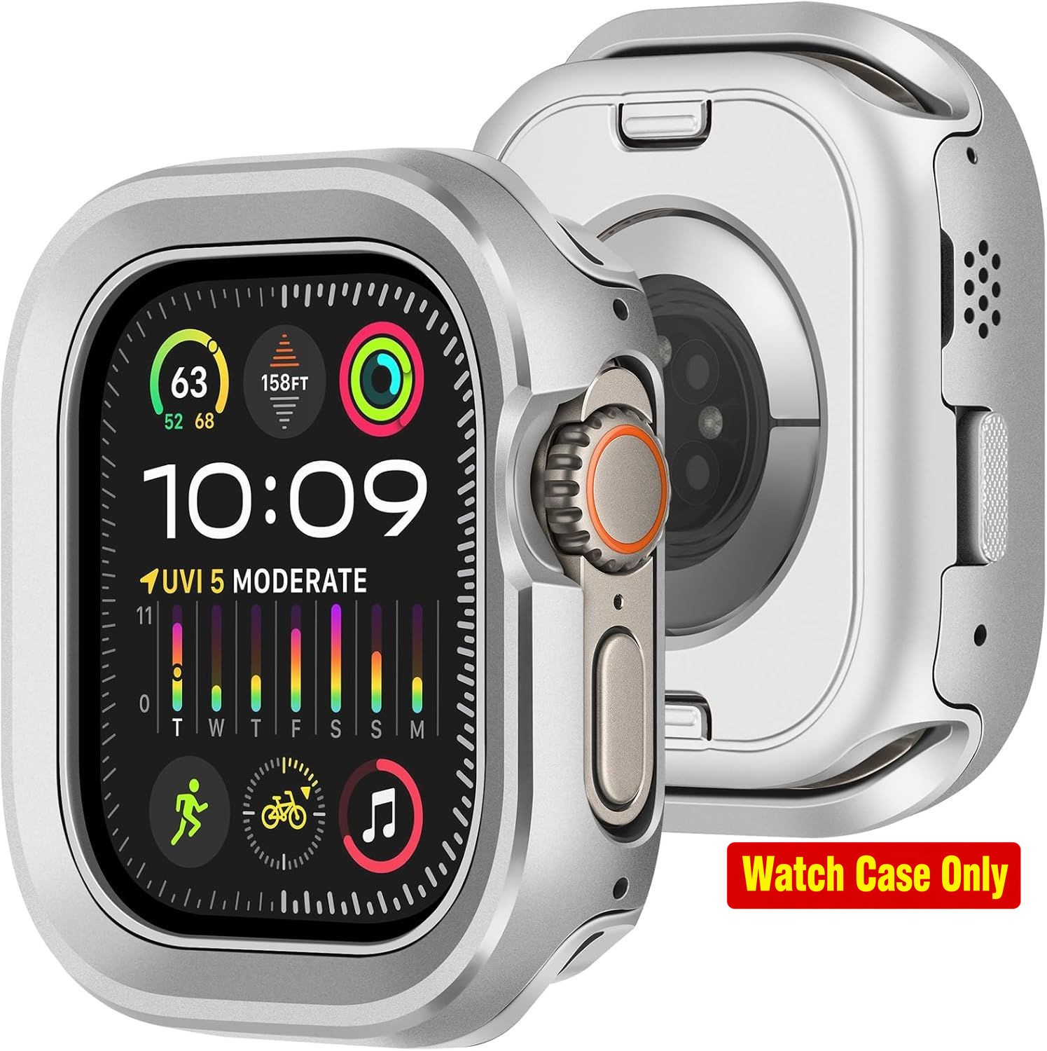Metal Rugged 2 in 1 Case for Apple Watch Ultra 49mm, Shockproof Aluminum Bumper