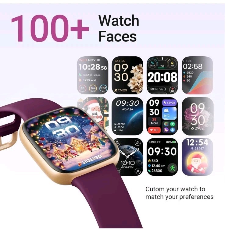 FitPolo Smart Watch GTX20 Purple 1.85 AMOLED Screen Fitness Tracker Bluetooth