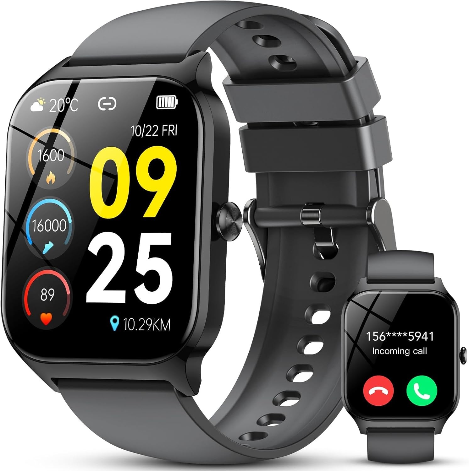 Smart Watch for Men Women 1.85″ Fitness Tracker with Bluetooth Calls