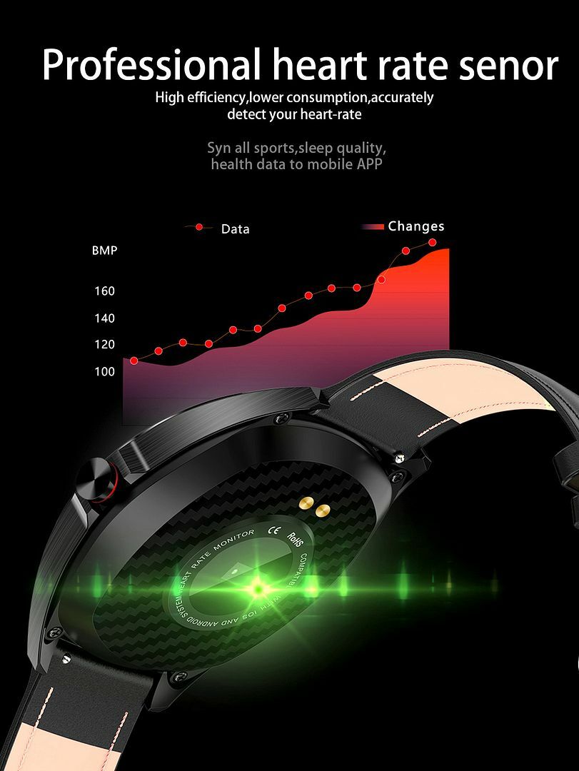 Waterproof Men Business Smart Watch Bluetooth Call SMS Reminder For Android iOS