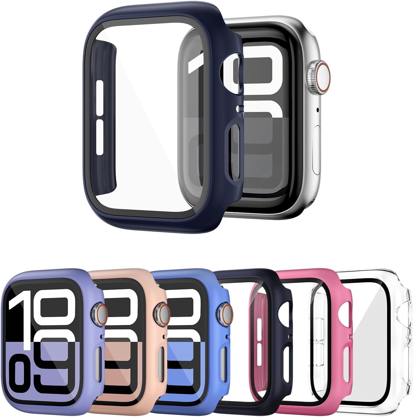 6-Pack PC Case & Glass for Apple Watch 42mm, Ultra-Thin Bumper + Tempered Glass