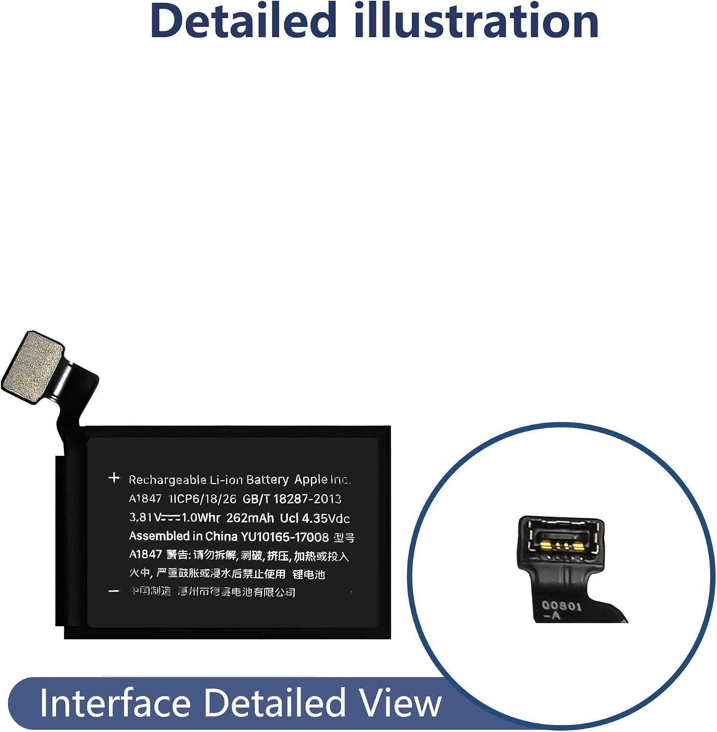A1847 Battery Compatible with Apple Watch Series 3 38mm GPS LTE Cellular