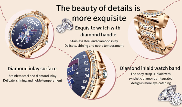 Women’s Fashion Smart Watch with Health Monitoring AI Voice Assistant Waterproof