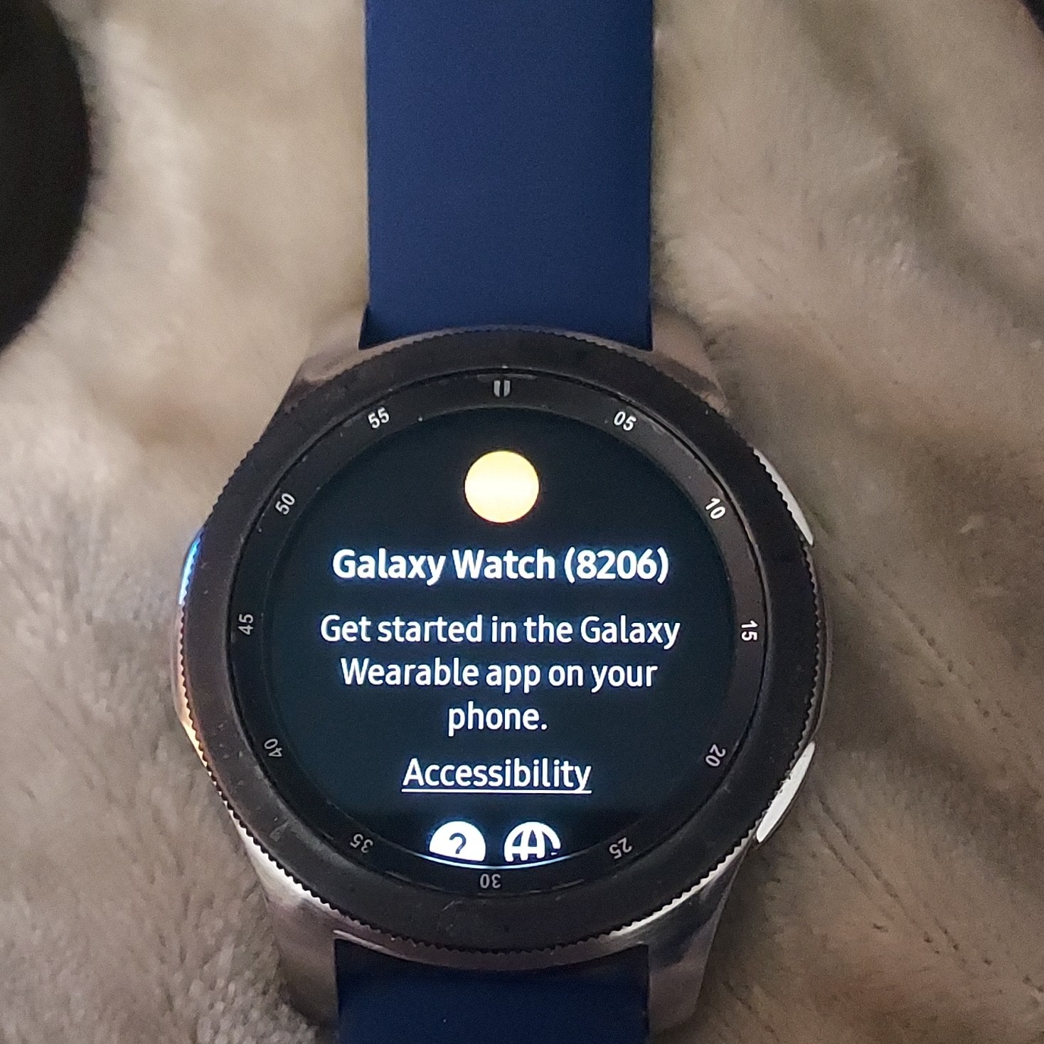 Samsung Galaxy Watch 46mm Silver, Blue Silicone Band, Fitness Tracker