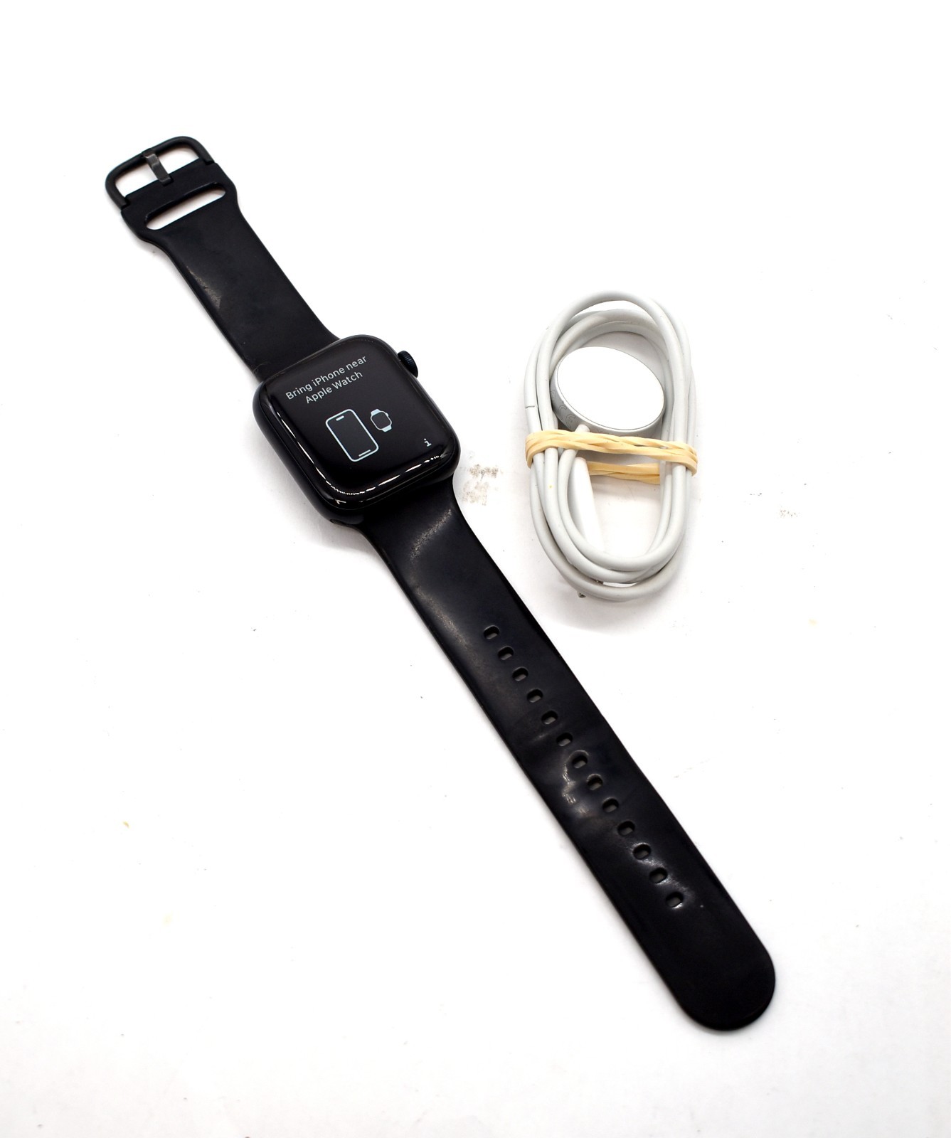 Apple Watch Series 7 A2474 MKN53LL/A GPS Only Blue Aluminum Black Band 45mm