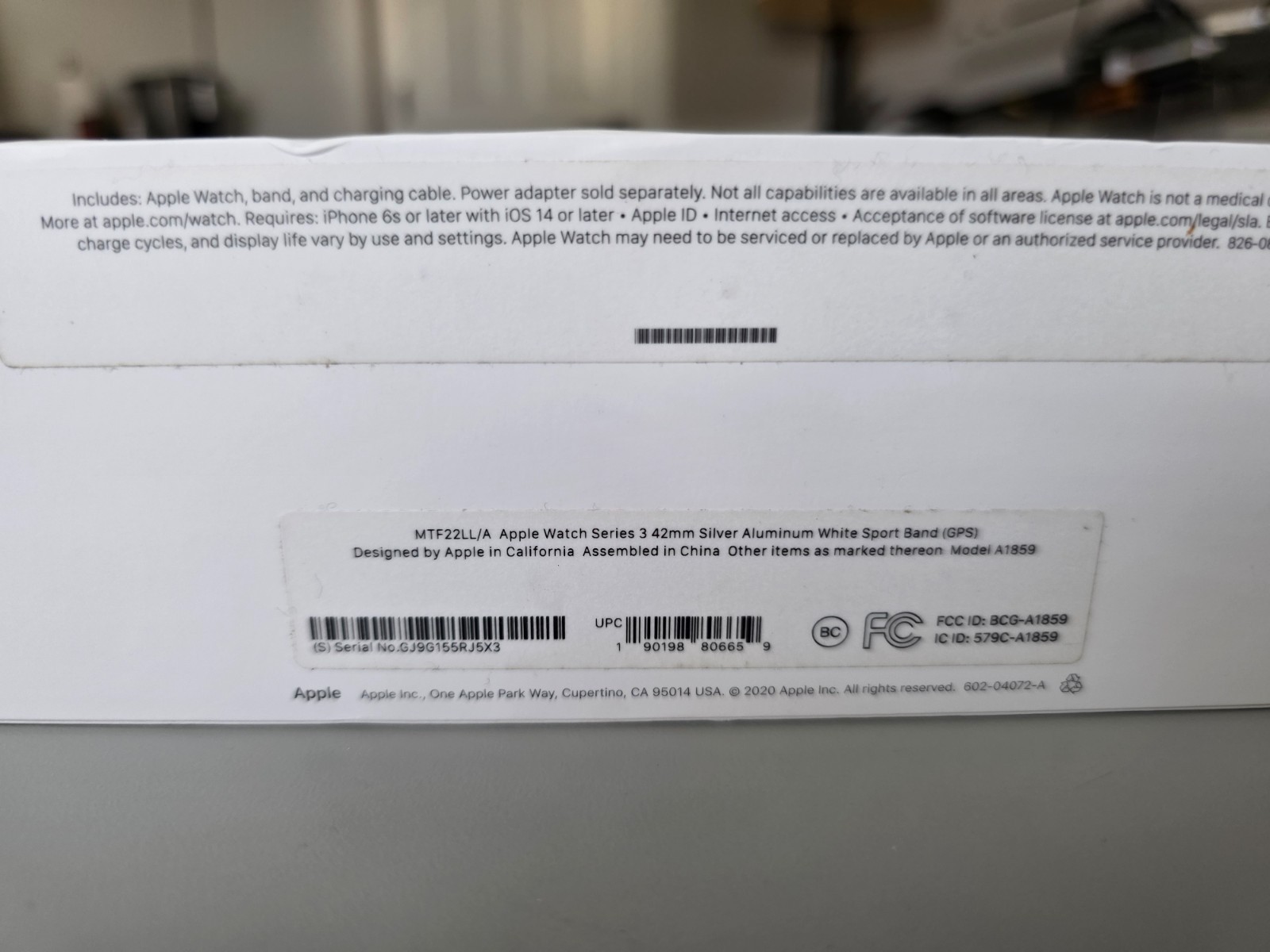 Apple Series 3 42mm Smartwatch – Silver Aluminum Case/White Sport Band MTF22LL/A