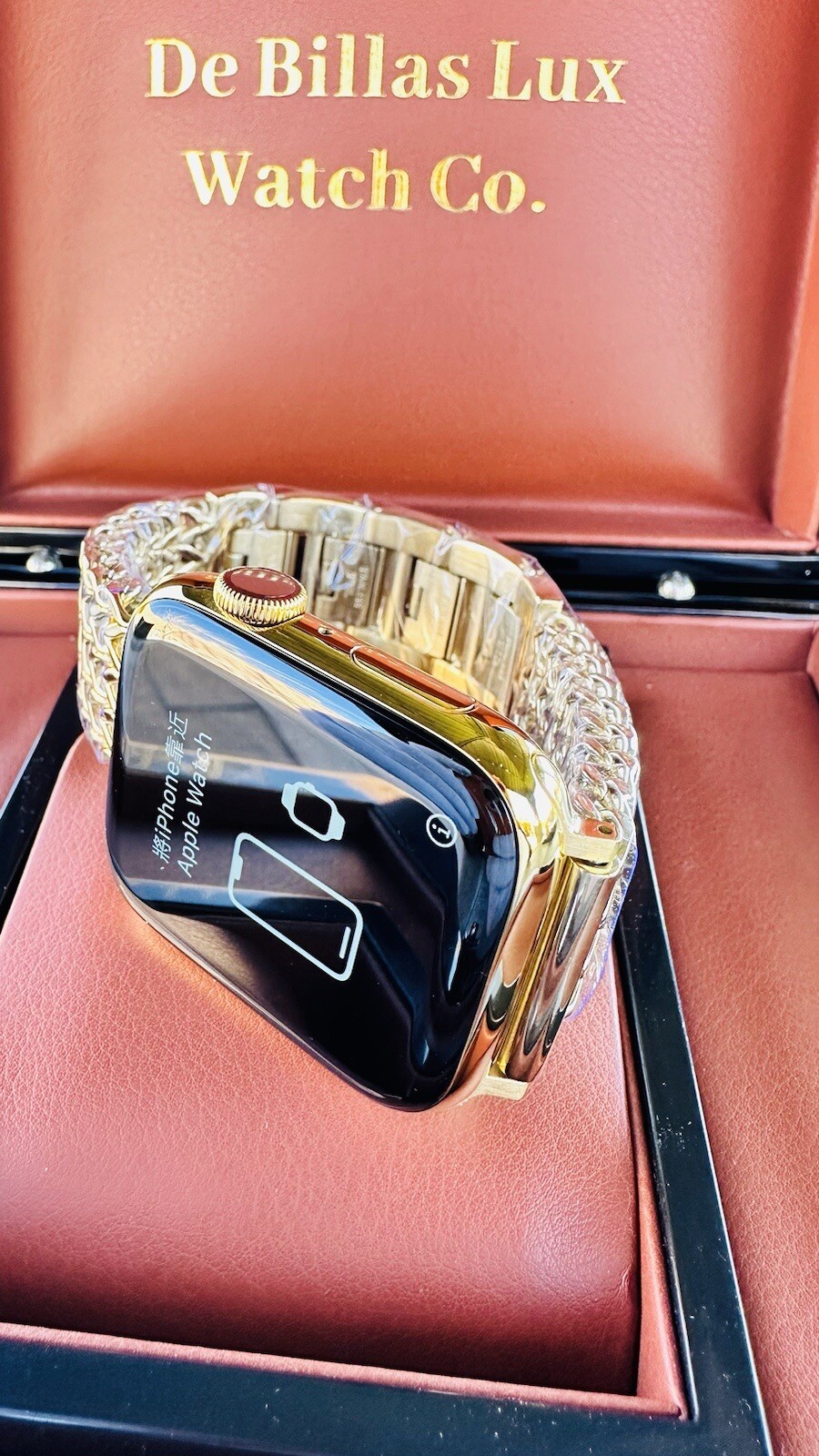 Custom 24k Gold Plated 45mm Apple Watch Stainless Steel Series 9 Chains Band