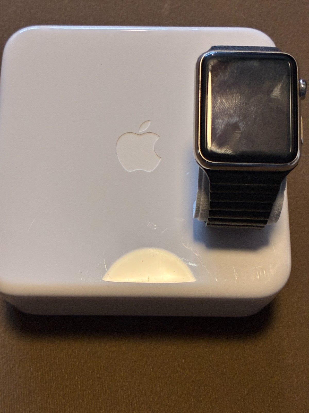 Genuine Apple Watch 42mm 316L Space Black Stainless Steel Watch & Leather Strap
