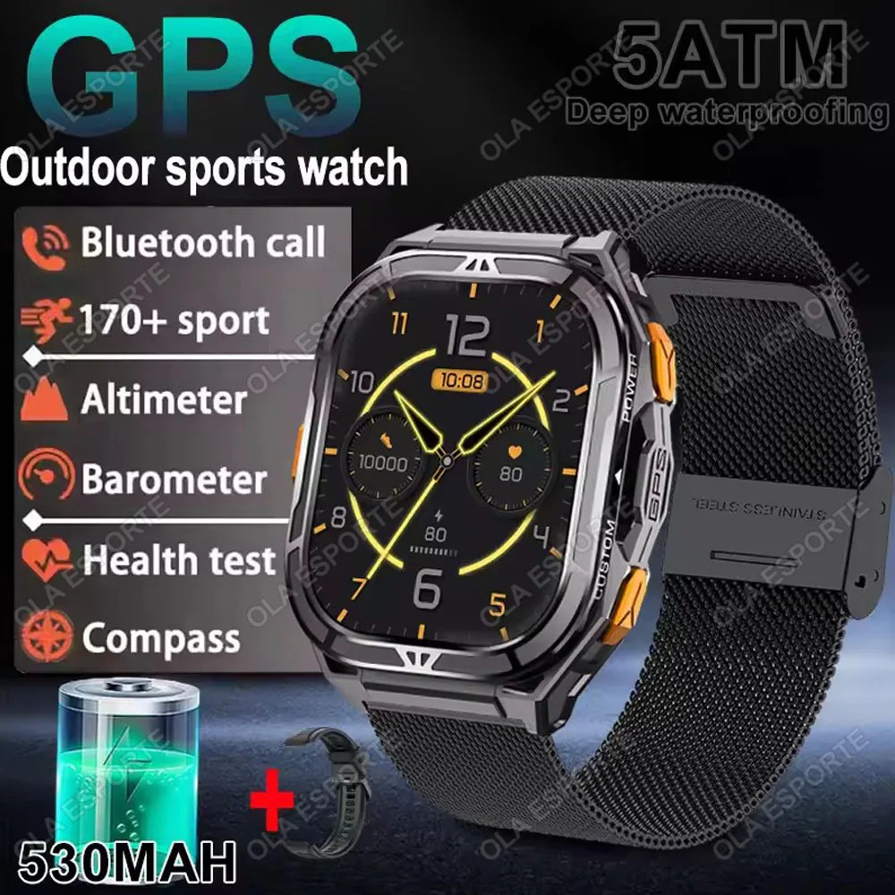 X5 AMOLED Smart Watch Men Dual-Band GPS 5ATM Waterproof Compass Tracker