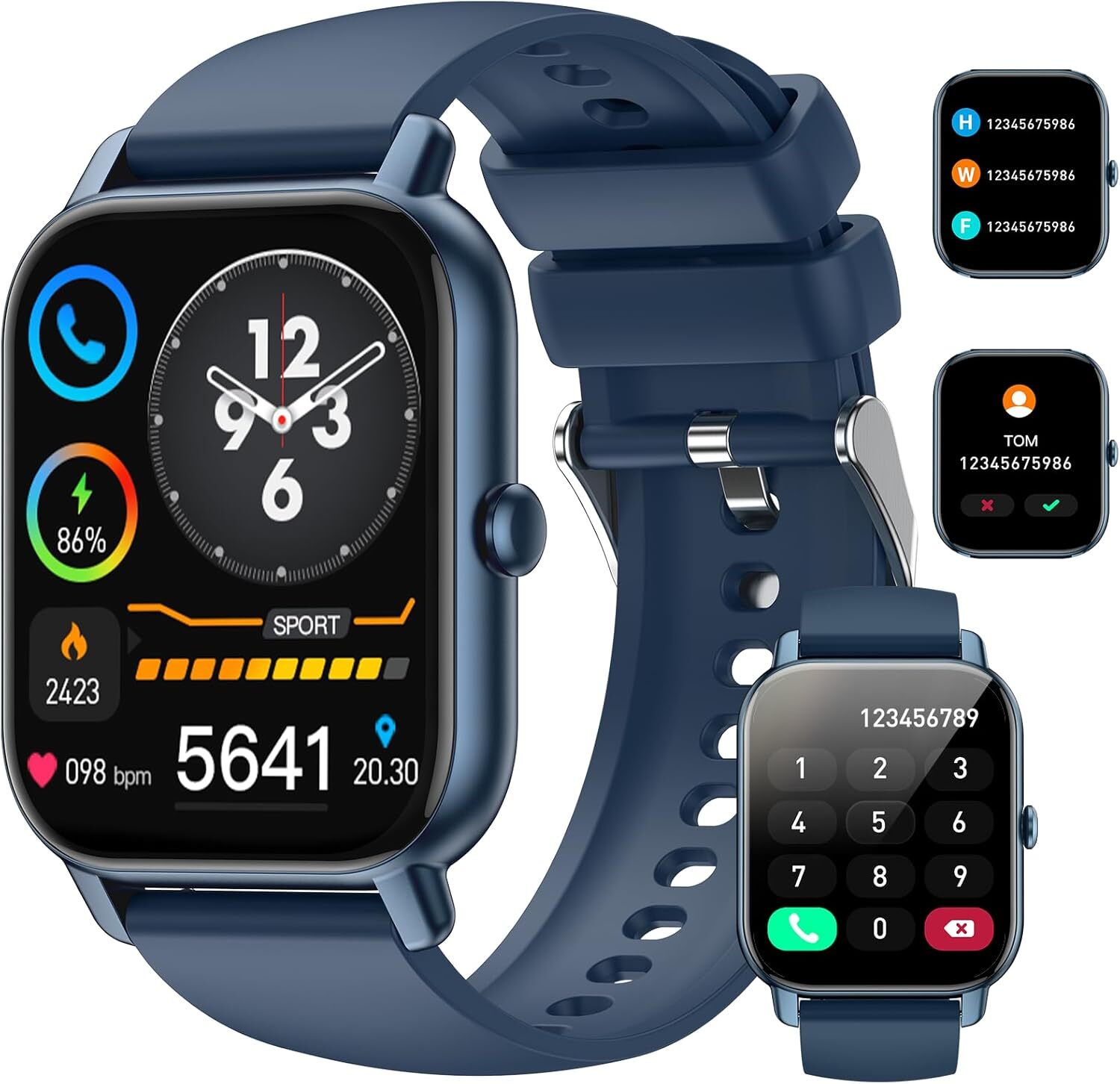 Smartwatch Waterproof Sports HR Monitor Compatible for iPhones Samsung Google