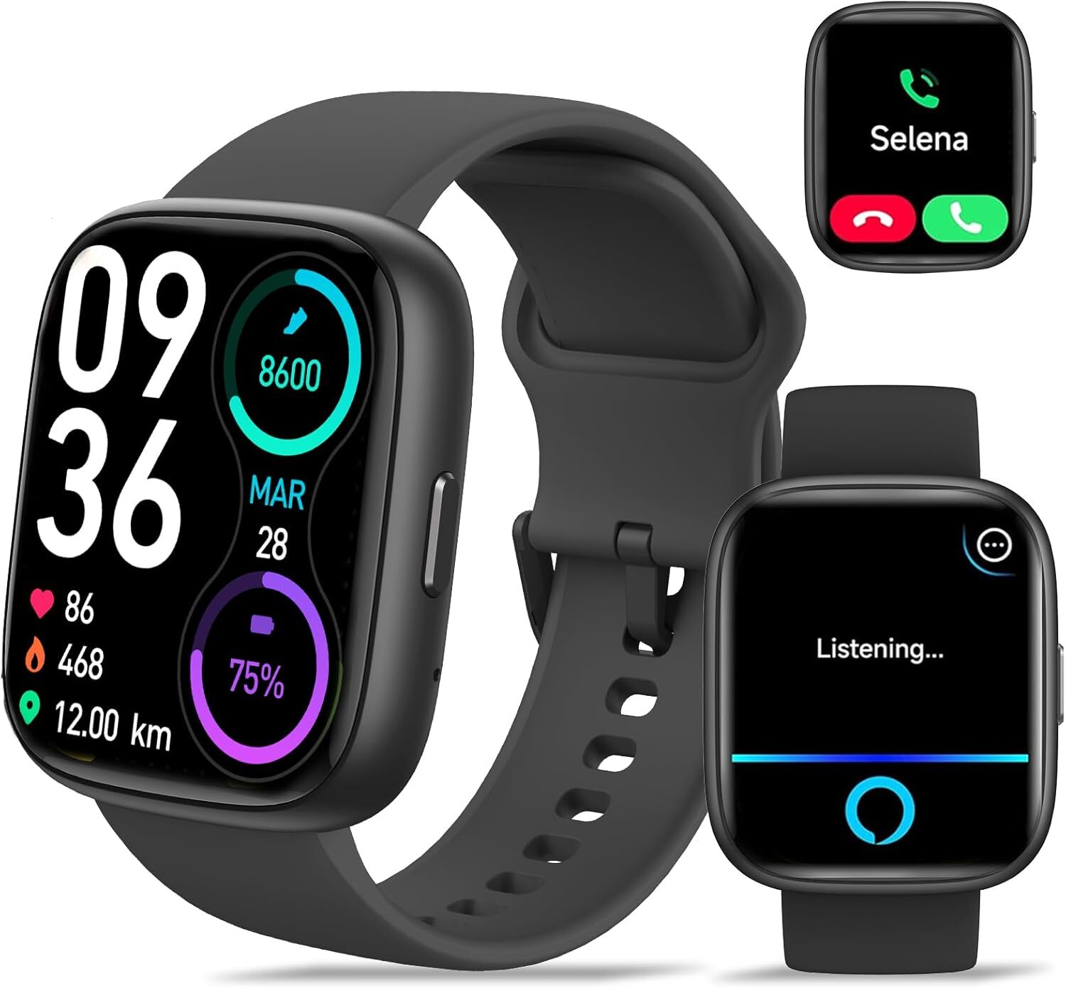 Bluetooth Smart Watch for IOS Android Men Women Sleep Heart Rate Monitor Alexa