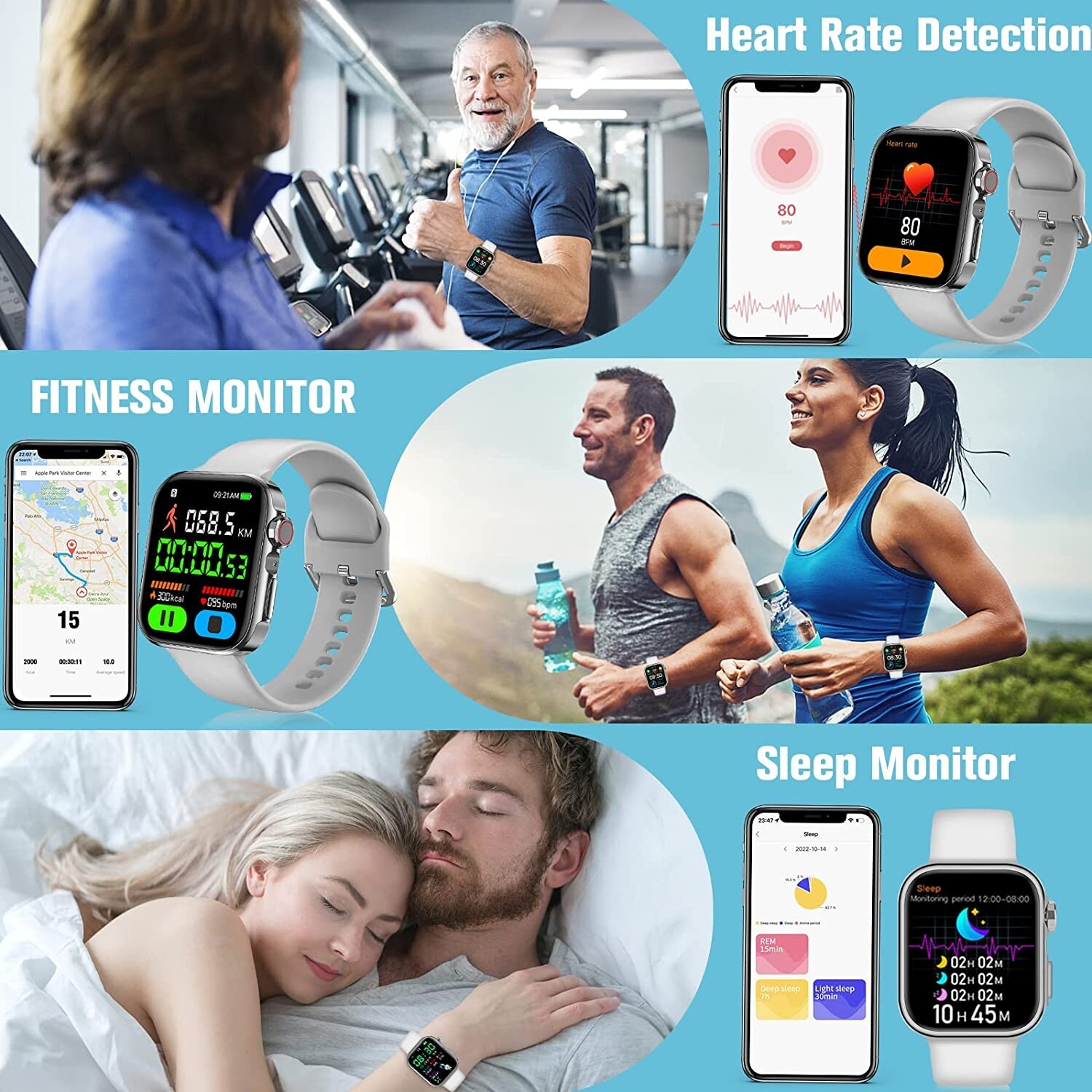 Smart Watch Android IOS 1.81 FullTouch Answer/Make Call/Heart Monitor Waterproof