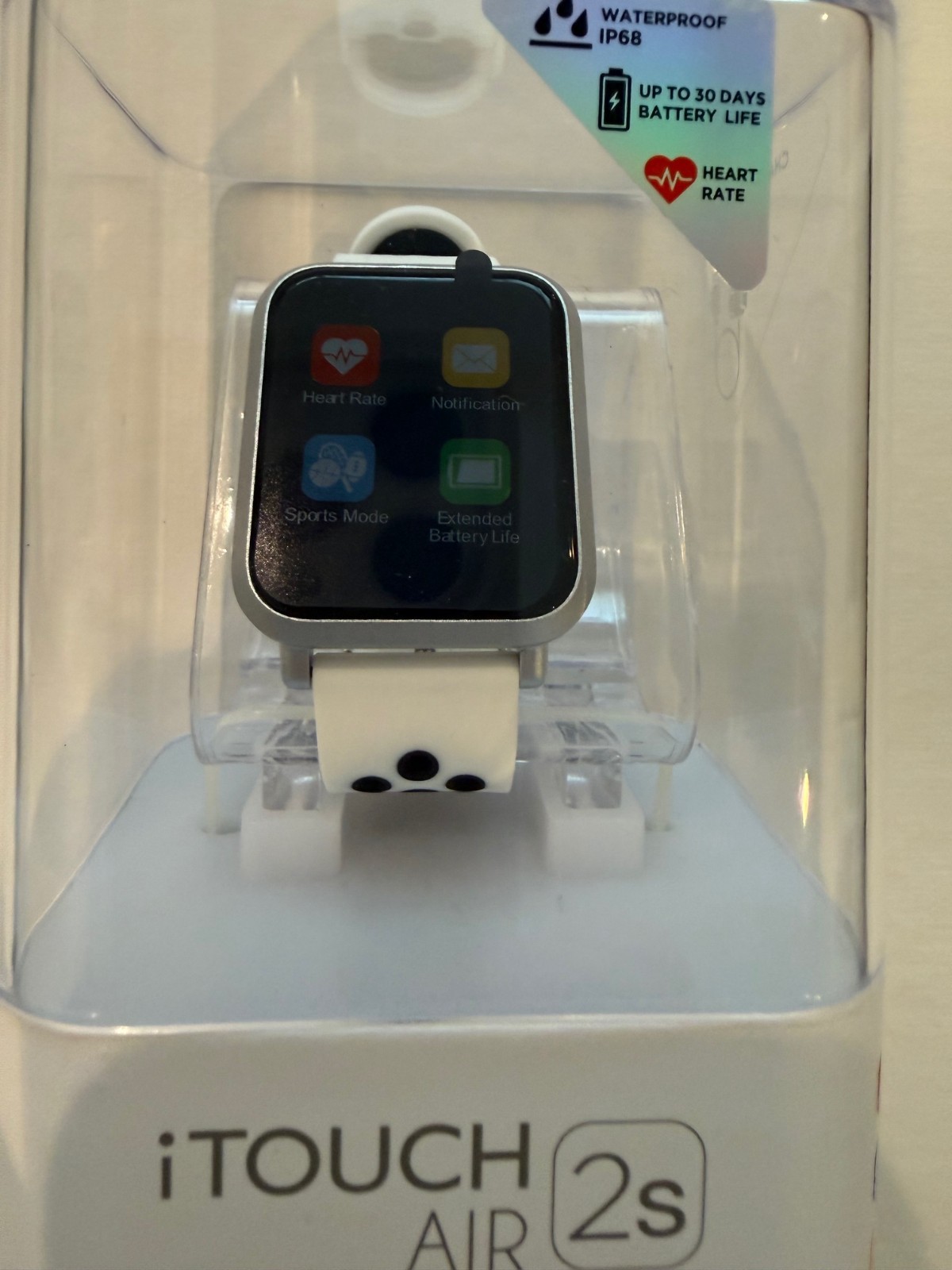 iTouch Air 2S: Silver Case With White And Black Perforated Strap